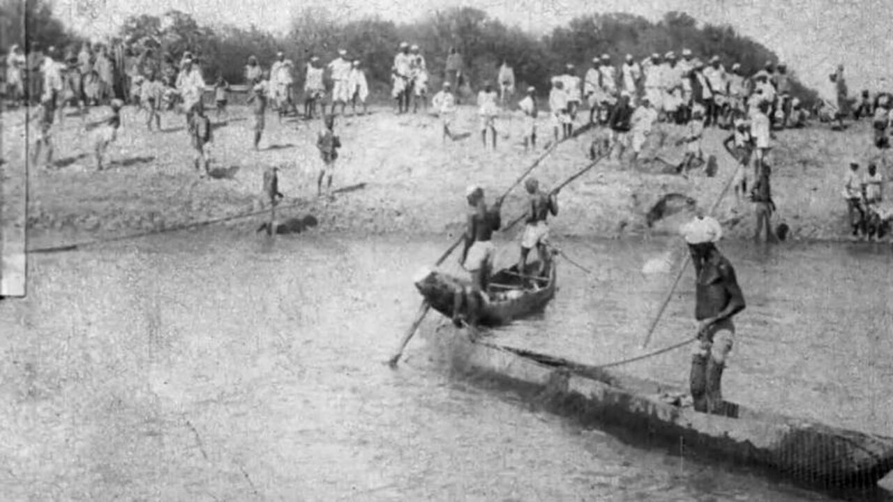 Eine Partie Fischfang bei dem Maharadscha von Kapurthala, Indien